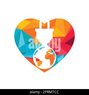 Global electric cord vector logo design template. Global power logo concept. Stock Vector