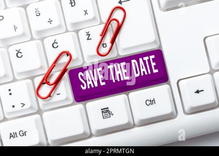Handwriting text Save The Date. Business showcase Systematized events Scheduled activity Recorded Filed New Idea Written Cloud With Euro Signs In Background And Buildings. Stock Photo