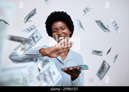 black woman counting money