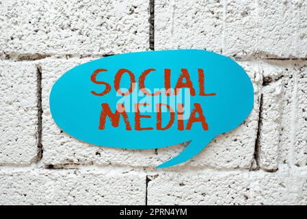 Hand writing sign Social Media, Word for Online communication channel Networking Microblogging Stock Photo