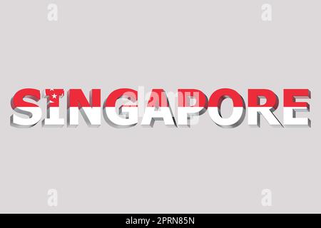 3D Flag of Singapore on a text background. Stock Photo