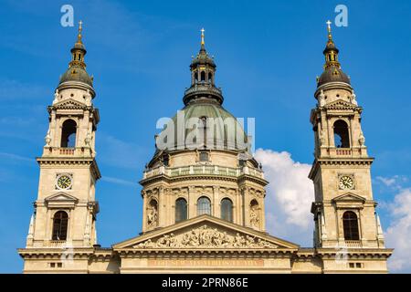 The dome and two bell towers of St. Stephen's Basilica - Budapest, Hungary Stock Photo