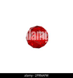 3D render, emerald red crystal isolated on white background, gems, natural nuggets, mysterious accessories Stock Photo