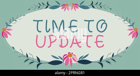 Conceptual display Time To Update, Word Written on American brand United States Manufactured Local product Blank frame decorated with modern science s Stock Photo