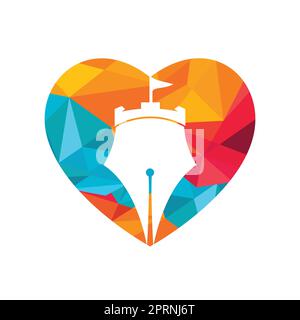 Castle pen education vector logo design. Castle writer logo design concept. Stock Vector