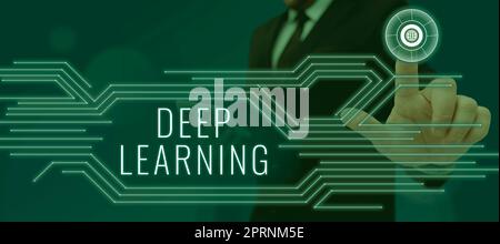 Text showing inspiration Deep Learning, Business overview Hierarchical Abstractions Artificial Intelligence Algorithm Stock Photo