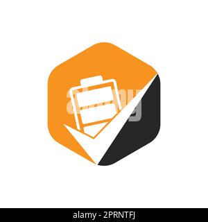 Battery check mark vector logo design template. Vector illustration of check list battery logo icon template. Stock Vector