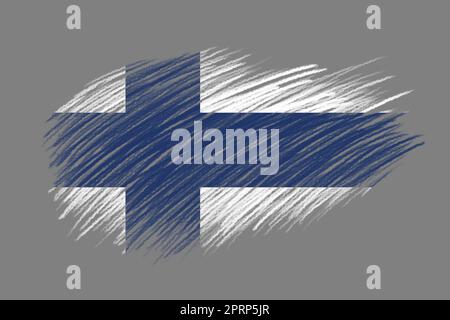 Grunge brush stroke with Finland national flag. Watercolor painting ...