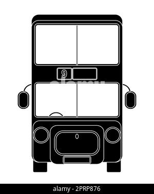 A big double decker cartoon style London Bus on a white background Stock Photo