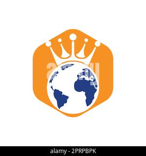 King Planet Vector Logo Design. Globe King Logo Icon Design. Stock Vector