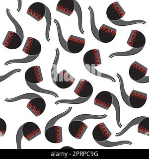 Wooden Smoking Pipe Silhouette Seamless Pattern Isolated on White Background. Stock Photo