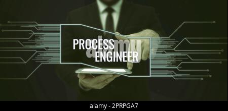 Text caption presenting Process Engineer, Business showcase deciding how to go about producing a particular product Stock Photo
