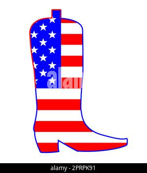 The Stars And Stripes USA national flag set into a typical cowboy boot outline isolated om a white background Stock Photo