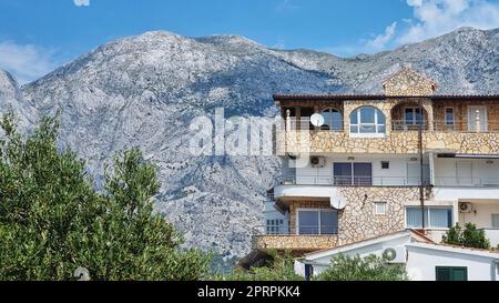 Promajna with the Biokovo Mountain in the background - Makarska, Dalmatia, Croatia. Stock Photo