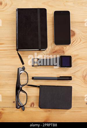 Lifes little necessities. A group of everyday objects and devices. Stock Photo