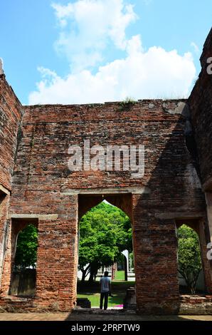 Ancient ruins buildings and antique architecture of King Narai Ratchaniwet Palace for thai people and foreign traveler journey travel visit and explor Stock Photo