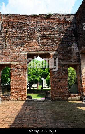 Ancient ruins buildings and antique architecture of King Narai Ratchaniwet Palace for thai people and foreign traveler journey travel visit and explor Stock Photo