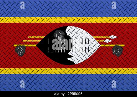 3D Flag of Eswatini on a metal wall background Stock Photo - Alamy