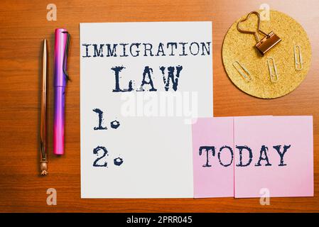 Writing displaying text Immigration LawEmigration of a citizen shall be lawful in making of travel. Conceptual photo Emigration of a citizen shall be lawful in making of travel Stock Photo