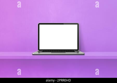 Laptop computer on purple shelf background Stock Photo