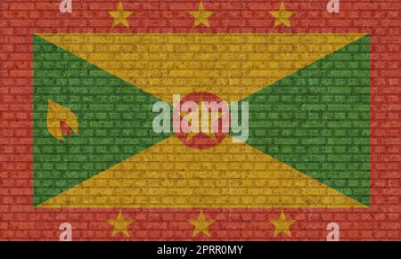 3D Flag of Grenada on an old stone wall background Stock Photo - Alamy