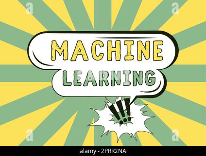 Writing displaying text Machine Learninggive computers the ability to be taught with data, Business idea give computers the ability to be taught with Stock Photo