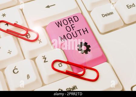 Handwriting text Word Of Mouth. Business showcase Oral spreading of information Storytelling Viva Voice Stock Photo
