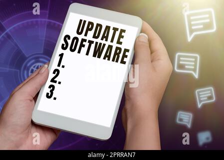 Conceptual display Update Software, Business showcase an application patch fixing the previouslyfound bugs Editing And Retyping Report Spelling Errors Stock Photo