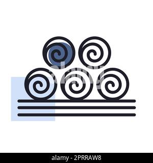 Round hay bales vector isolated icon Stock Vector