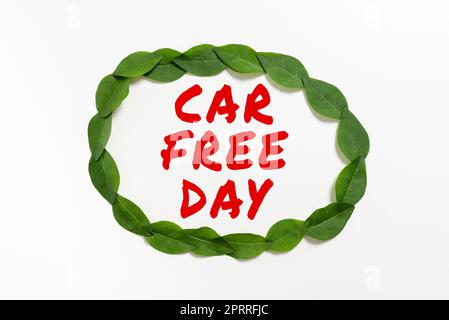 Handwriting text Car Free Day. Word Written on Environment protection world campaign avoiding pollution Stock Photo