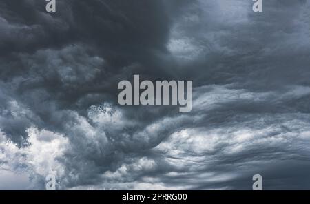 Stormy Sky Before Rain Thunderstorm. Storm Cloudy Sky Background Stock Photo
