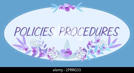 Text caption presenting Policies Procedures. Business showcase Influence Major Decisions and Actions Rules Guidelines Stock Photo