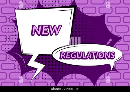 Text caption presenting New RegulationsRegulation controlling the activity usually used by rules.. Internet Concept Regulation controlling the activity usually used by rules. Stock Photo