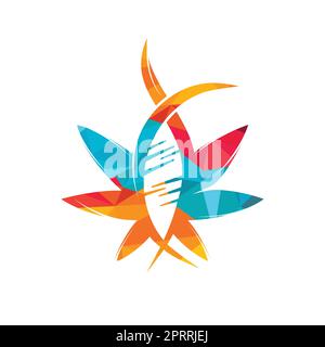 Cannabis and DNA vector logo design. Cannabis biotech DNA logo. Stock Vector