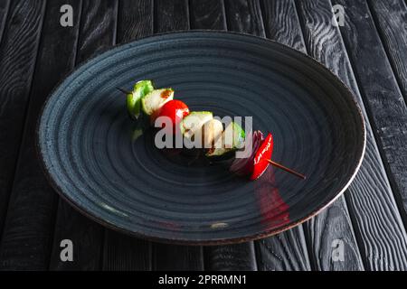 Grilled vegetables on skewer Stock Photo