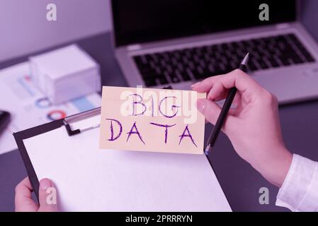 Conceptual display Big Data. Word for sets that so complex that traditional software cant deal with them Stock Photo