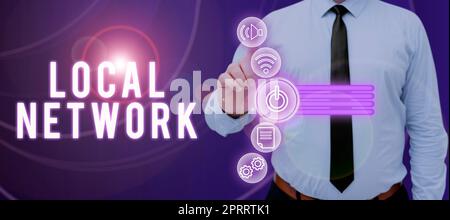 Writing displaying text Local Network. Business concept Intranet LAN Radio Waves DSL Boradband Switch Connection Stock Photo