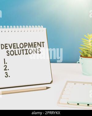 Text sign showing Development Solutions, Word Written on Efficient Planning based on the Company needs Stock Photo