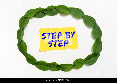 Conceptual caption Step By Step, Word Written on Slow progress Road to success Direction development Growth Stock Photo