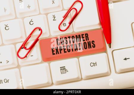 Conceptual caption Customer Expectations. Business concept Benefits a Client Expect Surpass the needs and wants Stock Photo