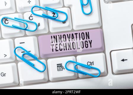 Text caption presenting Innovation Technology, Business idea New Idea or Method of Technical or Scientific nature Stock Photo