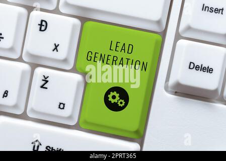 Text caption presenting Lead Generationinitiation of consumer interest or enquiry into products. Business overview initiation of consumer interest or enquiry into products Stock Photo