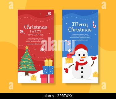 hand drawn merry christmas vertical banner illustration Stock Vector ...