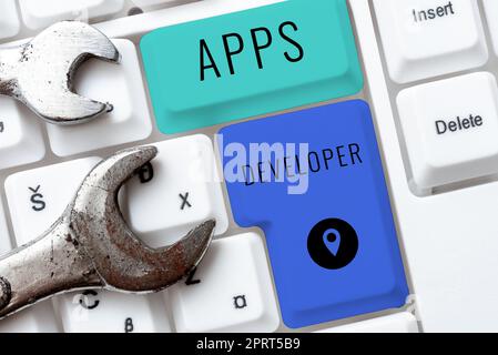 Text showing inspiration Apps Developer, Business approach Setting oneself on the activity Being Prepared Typing Online Class Review Notes, Abstract R Stock Photo