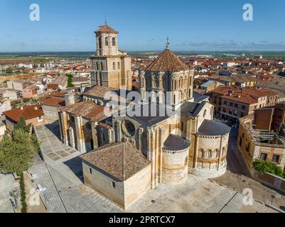 Aerial view of the Collegiate Church of Santa Maria la Mayor in the city of Toro Province of Zamora Spain, View of apses Stock Photo