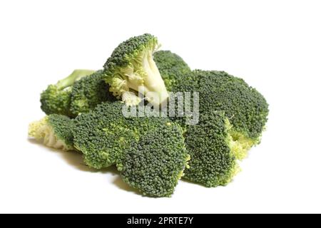 Pile of Fresh Broccoli Isolated on White Background Stock Photo