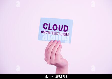 Text sign showing Cloud ArchitecturesVarious Engineered Databases Softwares Applications. Business showcase Various Engineered Databases Softwares Applications Stock Photo