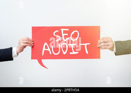 Writing displaying text Seo Audit, Business idea Search Engine Optimization validating and verifying process Stock Photo