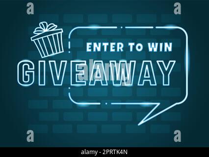 Giveaway Template Hand Drawn Cartoon Flat Illustration with Win a Prize, Surprise Package, Reward and Gift Box Design Stock Photo