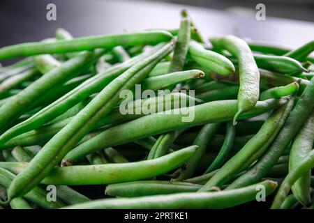 Green beans closeup view Stock Photo